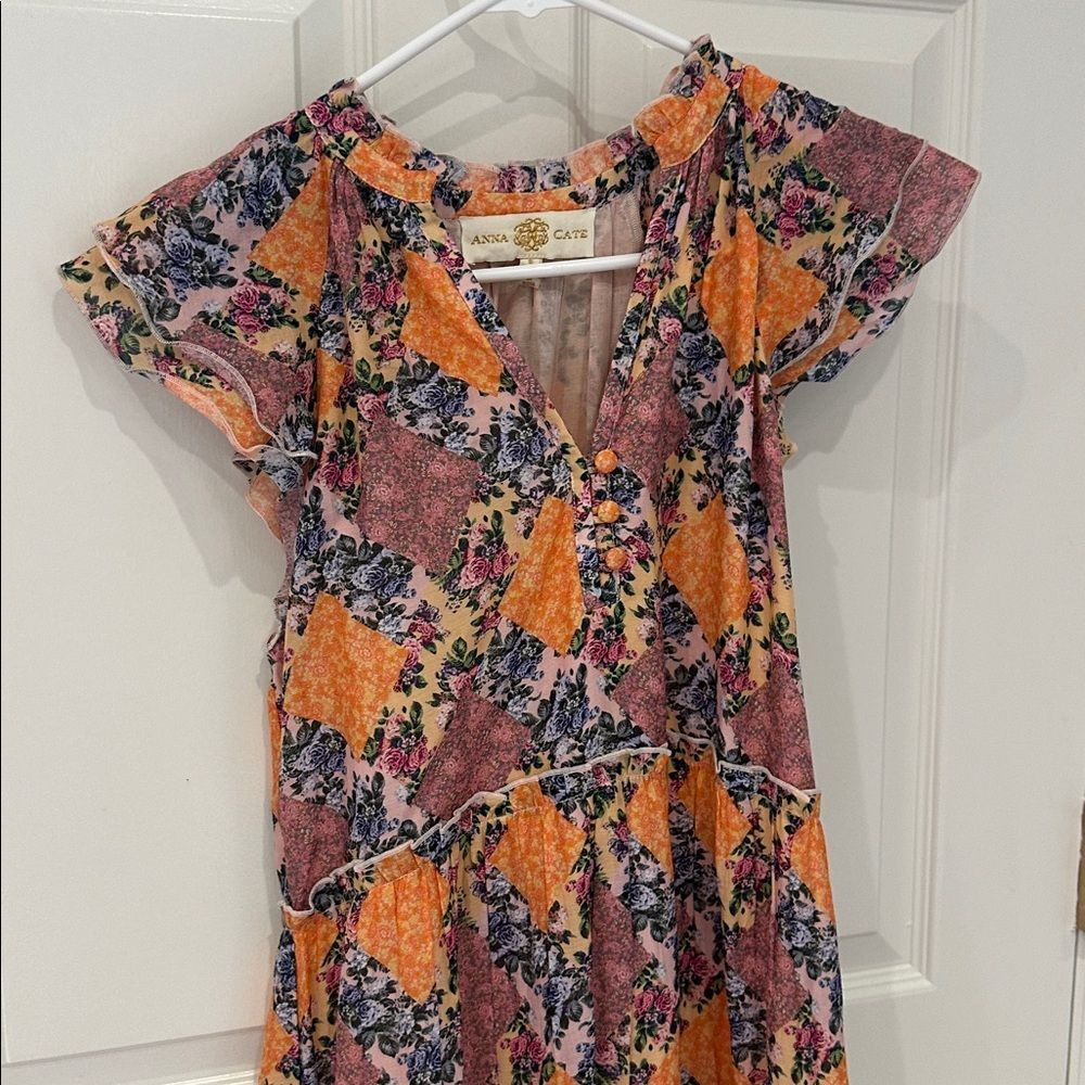 Anna Cate Louisa Maxi Dress Size Small Peach Sunset Tiered Floral Tuckernuck Boh - Picture 3 of 6